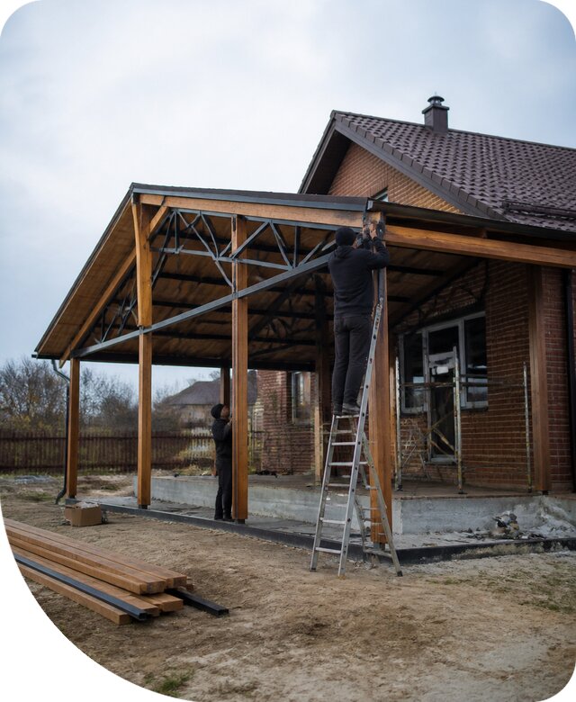 Пристройка навеса к дому и участку в Балахне под ключ